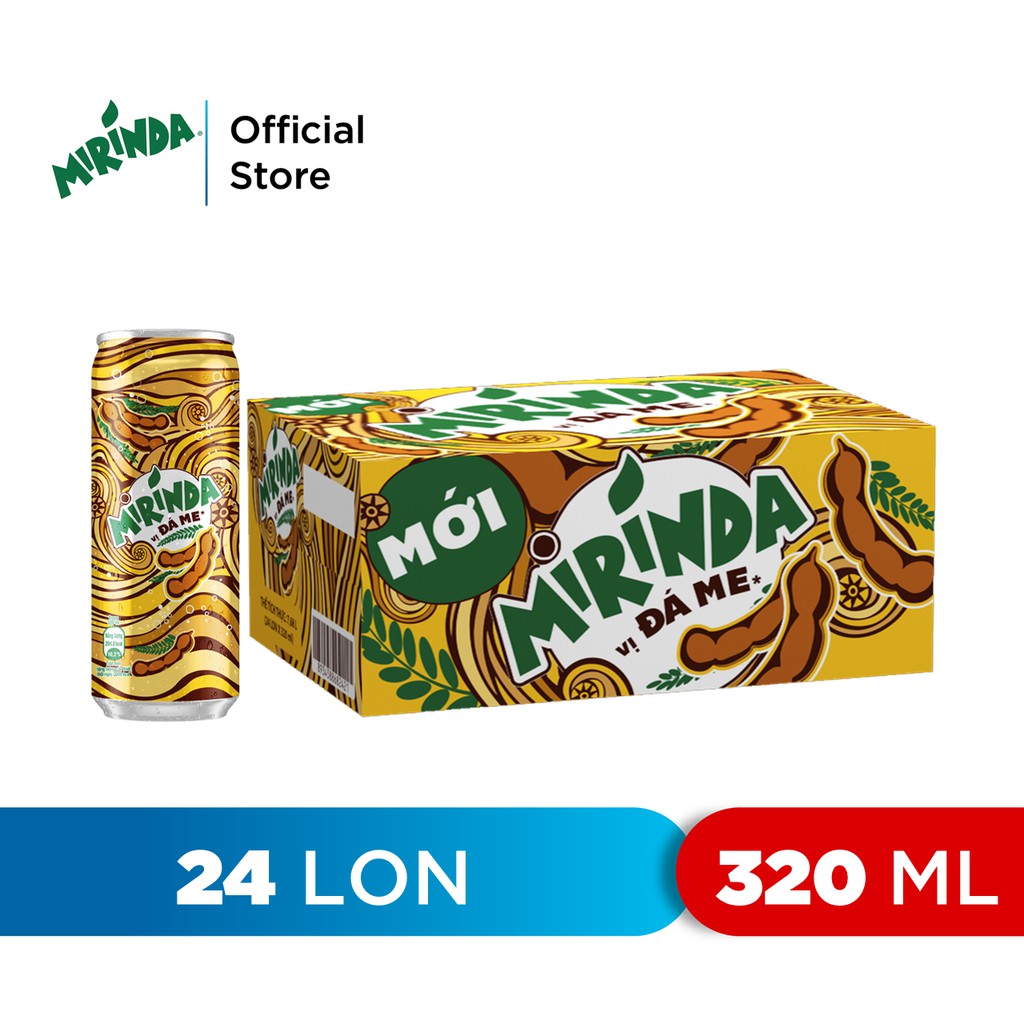 Thùng 24 Lon Nước Ngọt Có Gaz Mirinda Đá Me (320ml/lon)