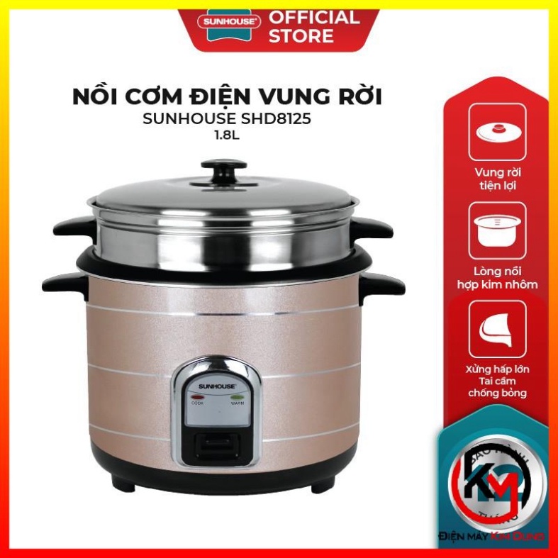 Nồi Cơm Điện Nắp Rời Sunhouse SHD8125 (1.8L)