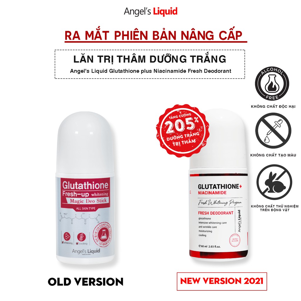 Lăn nách mờ thâm, dưỡng trắng da Angel's Liquid Glutathione plus Niacinamide Arbutin Fresh Deodorant 60ml - Che Tên Kín