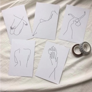 Postcard hình vẽ trắng đen (2 mặt)