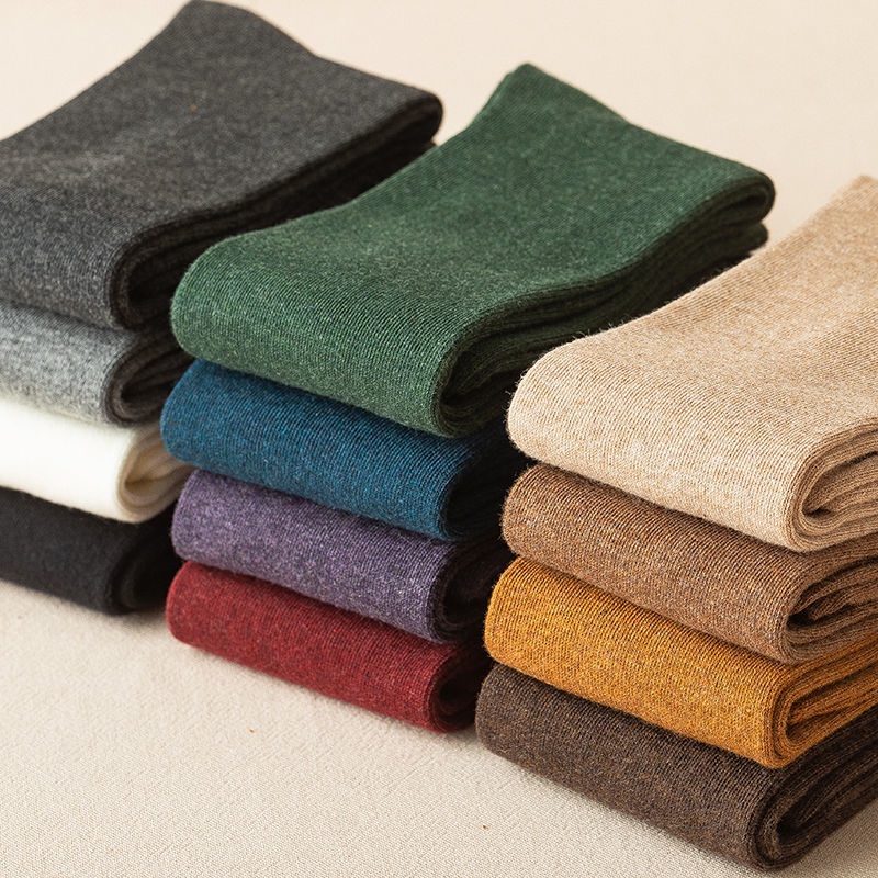 ((M &amp; E) Tất Ống Dài Qua Gối Bằng Cotton Trơn Mùa Xuân Thu Phong Cách Nhật Bản mao