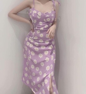 ĐẦM HOA CÚC TÍM 2 DÂY - ĐẦM NỮ