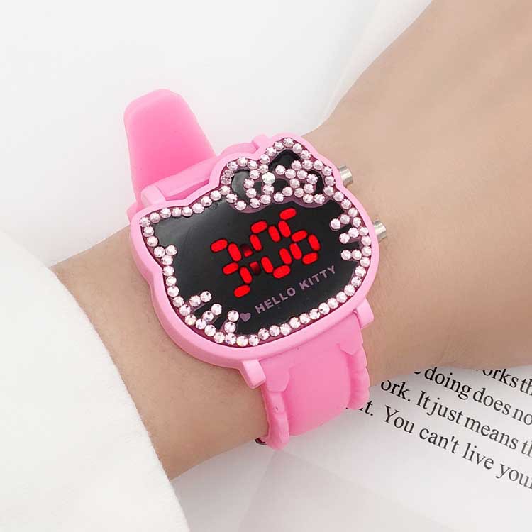 Student watch Korean girl cartoon Hello Kitty LED watch digital display electronic watch for primary and secondary school students