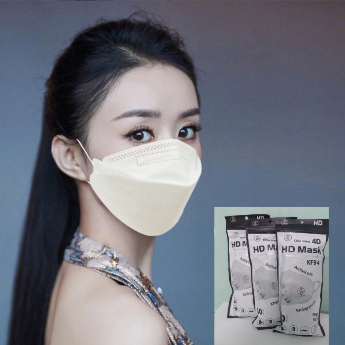 Khẩu Trang  4D Kháng Khuẩn  (Bịch 10 cái)  KF94 ÔM SÁT MẶT LỌC BỤI BẨN