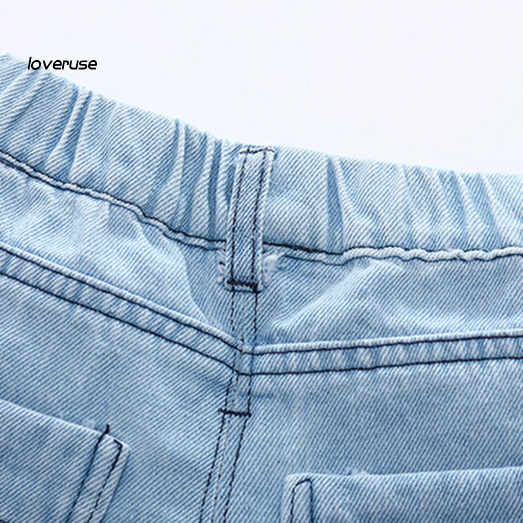 Quần Short Jean Rách Cá Tính Thời Trang Phong Cách Hàn Quốc Cho Bé Trai