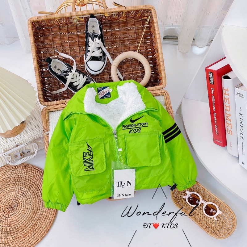 Áo khoác gió lót lông cho bé trai, bé gái từ 8-20kg Kidbabyonline K075