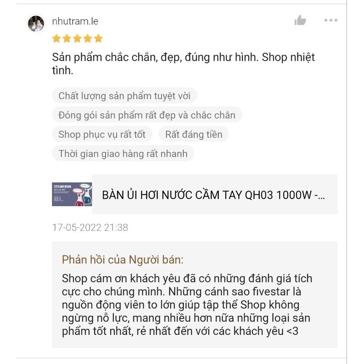 BÀN ỦI HƠI NƯỚC CẦM TAY QH03 ENI241 1000W - TẶNG 2 ĐẦU CHẢI