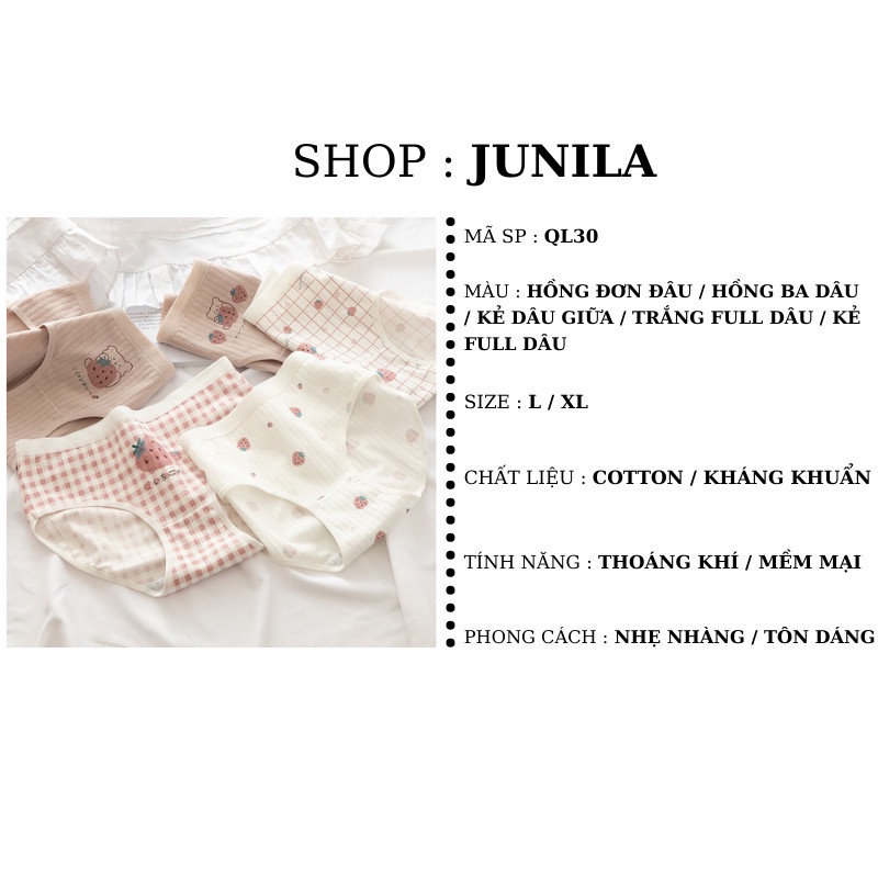 Quần lót nữ cotton gấu dâu cute kháng khuẩn mềm mại QL30 | BigBuy360 - bigbuy360.vn