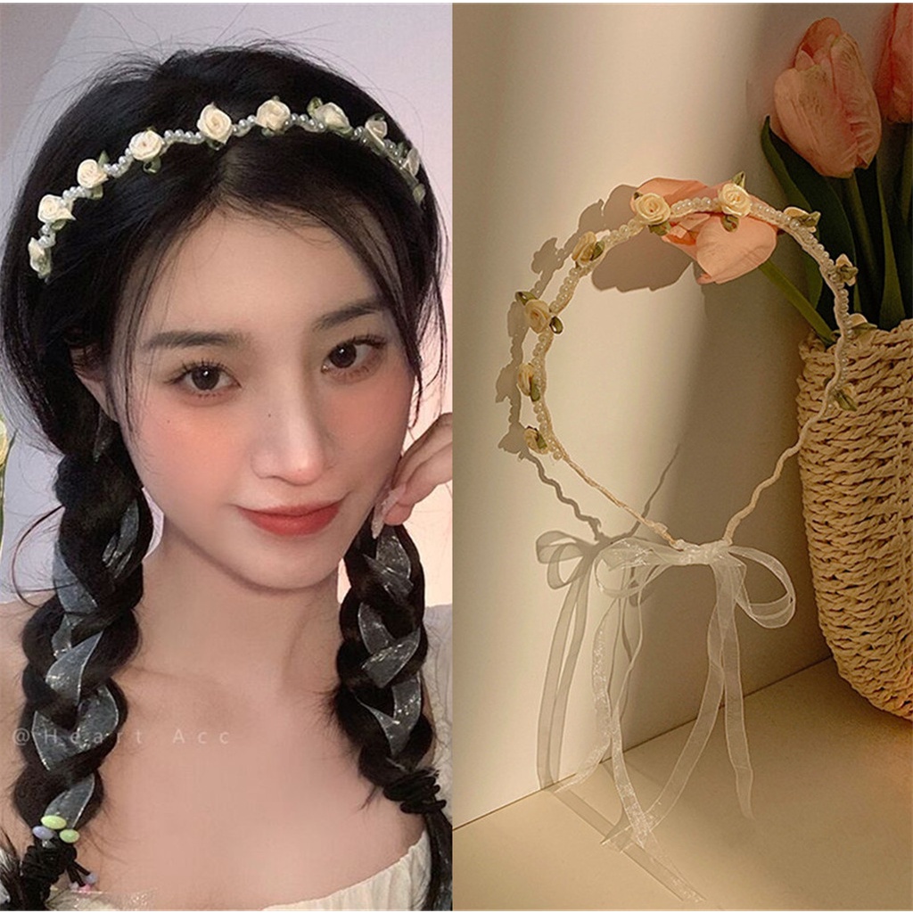 Băng Đô Đính Hoa Và Ngọc Trai Xinh Xắn Dành Cho Nữ