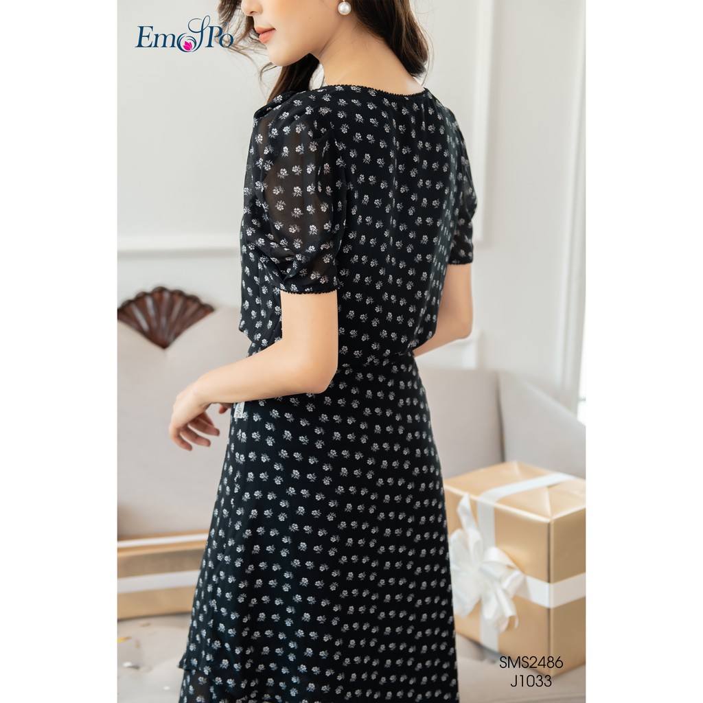 Chân váy hoa nhí xòe có vạt chéo hai bên Emspo J1033