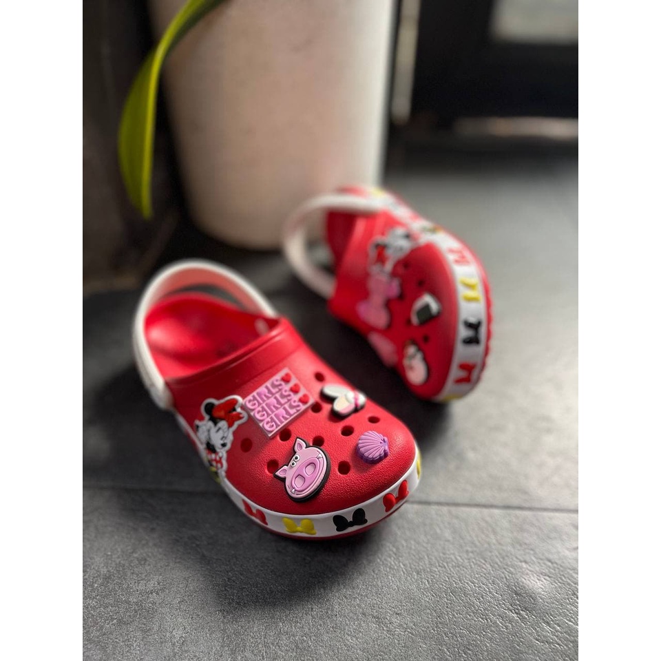 Band Mickey Kids, Dáng dép sục có quai hậu, Viền hình vui nhộn dễ thương, Tặng 6 jibbitz cho bé, Đế chống trơn tốt