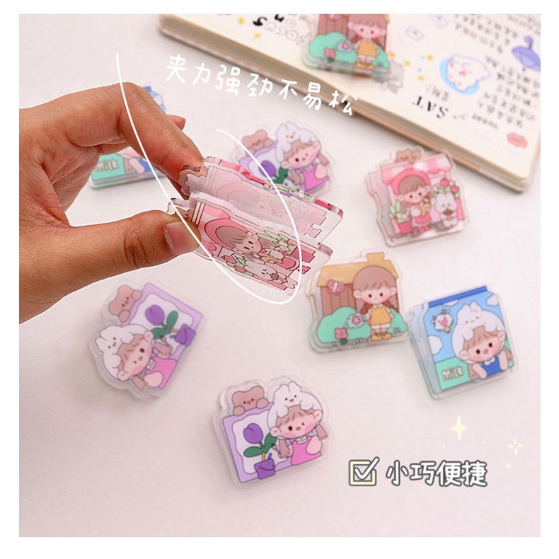 Kẹp Giấy Chất Liệu Nhựa PP Trong Suốt Kiểu Hoạt Hình Xinh Xắn