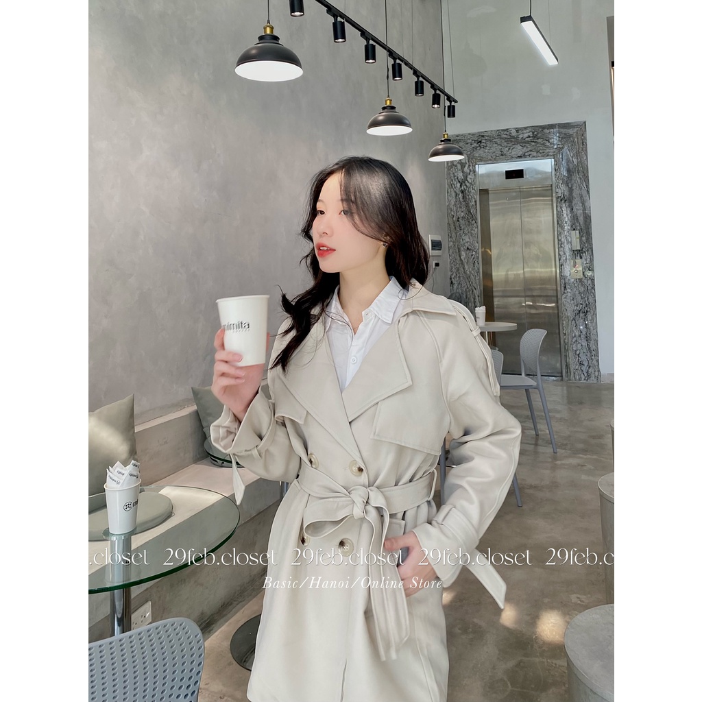 [Quảng Châu loại 1] Áo khoác mangto dáng dài kèm đai phong cách Hàn quốc - 29feb.closet