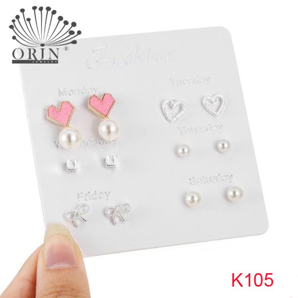 Set bông tai nữ - Set khuyên tai 6 đôi trong tuần nhỏ xinh K98 K99 K100 K101 K102 K103 K104 K105 K106 K107 K167 K168