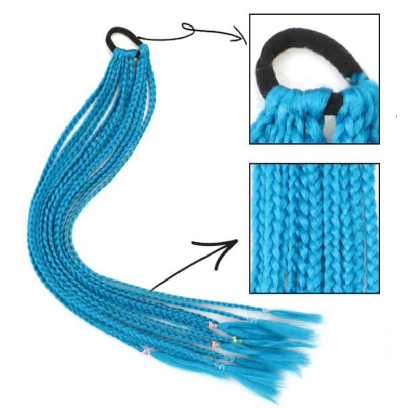Tóc giả nối dài WIGSIN A1-A40 bằng sợi nhân tạo kiểu tết tóc 24inch có dây cao su tiện dụng