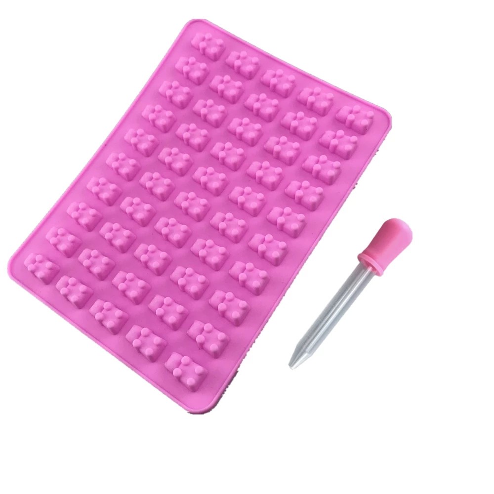 Khuôn Silicone 50 Ngăn Làm Bánh Kẹo Chocolate Hình Gấu Dễ Thương