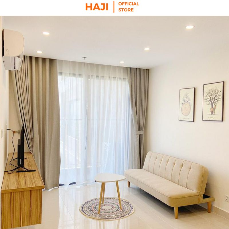 Bàn trà sofa hình oval bo góc dán chỉ cạnh tinh tế thương hiệu HAJI BO50