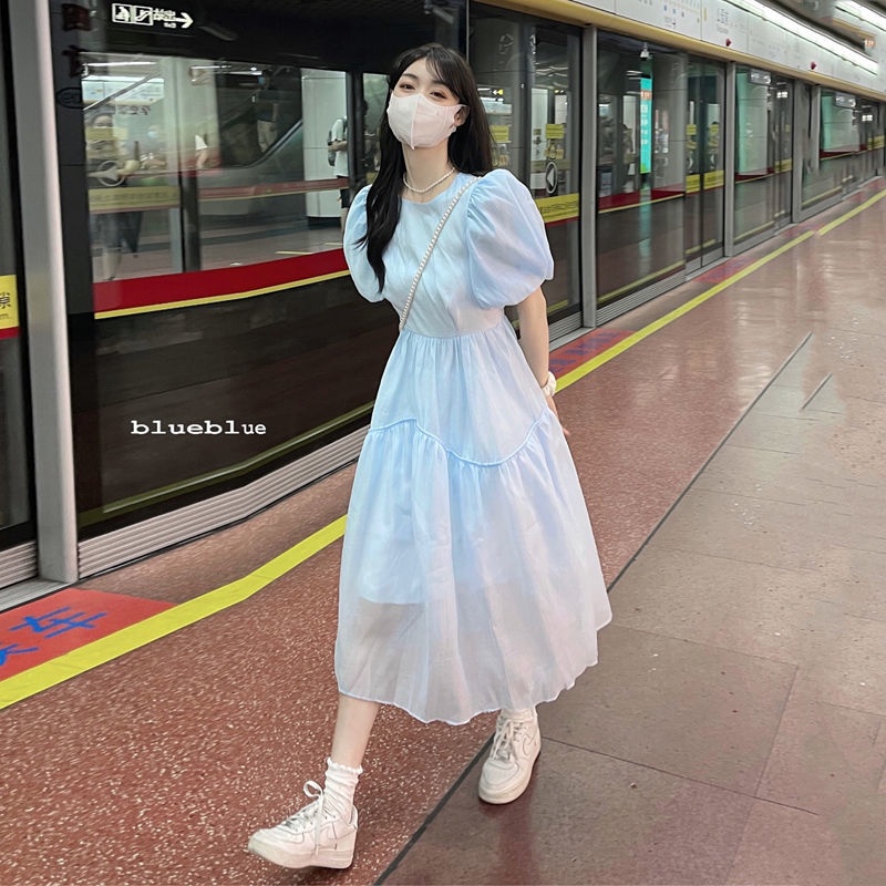 Đầm công chúa tay ngắn dáng ôm phong cách Hàn Quốc thời trang mùa hè dành cho nữ 2021