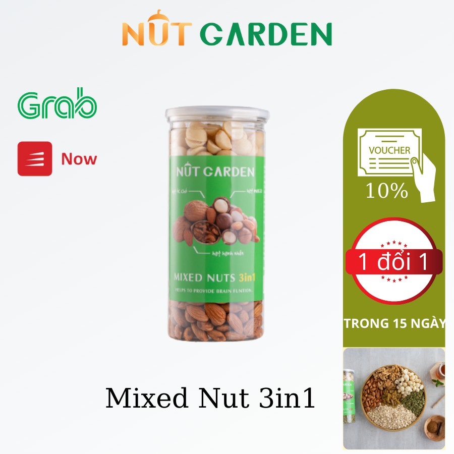 Mixed Nuts 3 Loại Hạt Nhập Khẩu Nut Garden - Macca - Óc Chó -Hạnh Nhân - 500gr | WebRaoVat - webraovat.net.vn