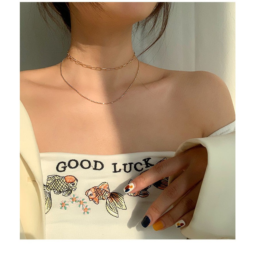 Vòng Cổ Choker Nhiều Lớp Thiết Kế Đơn Giản Hợp Thời Trang
