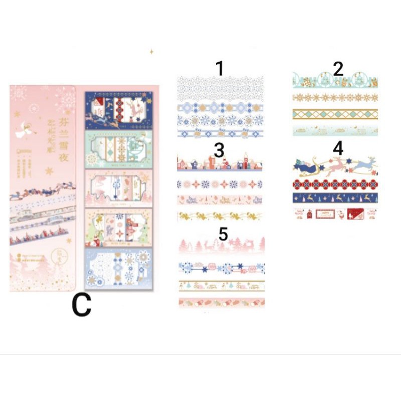 Set 4 cuộn washi tape 3m laser ánh nhũ