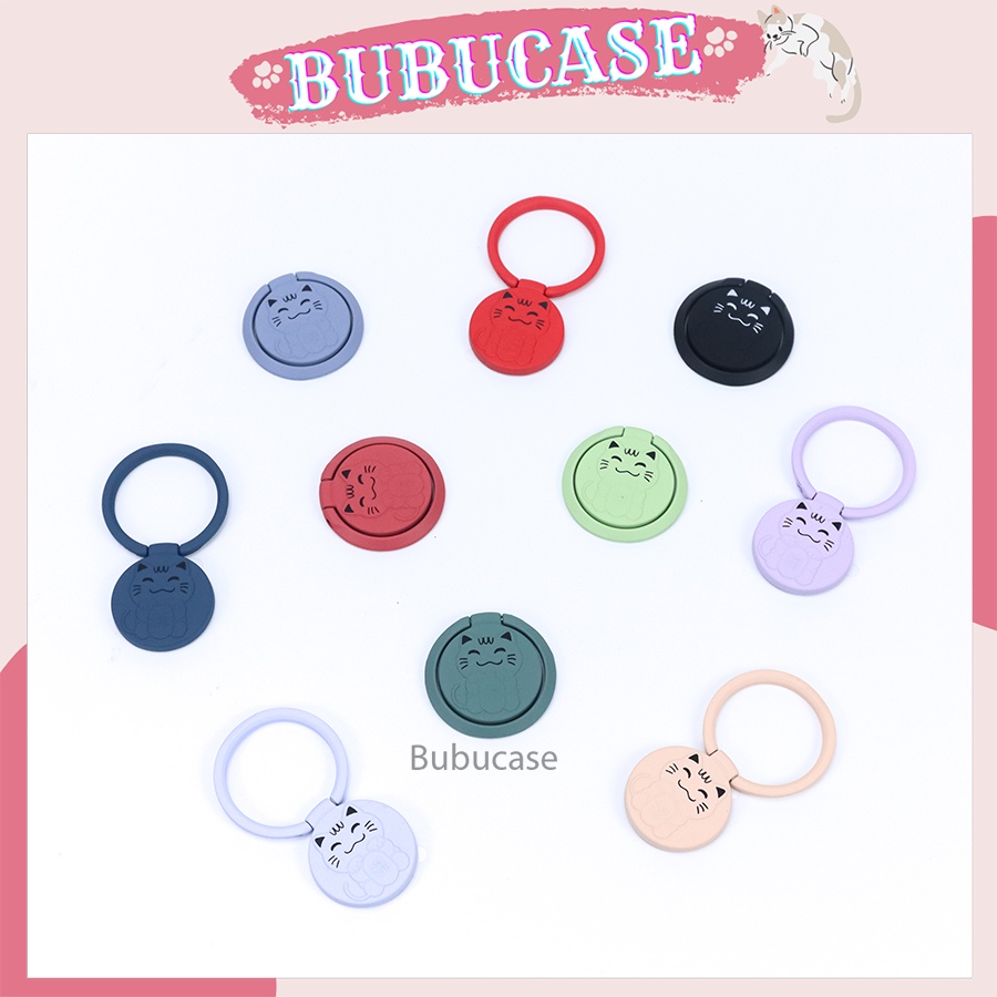Pop socket giá đỡ dán mặt lưng điện thoại họa tiết mèo thần tài cute - Nhiều màu sắc, chất liệu kim loại cao cấp