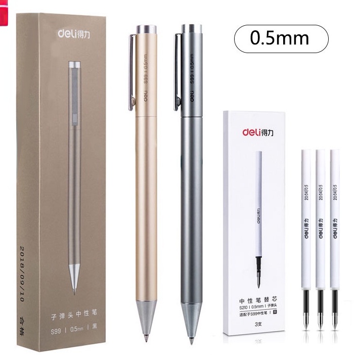 Bút Bi Mực Đen Ngòi 0.5Mm Bằng Kim Loại