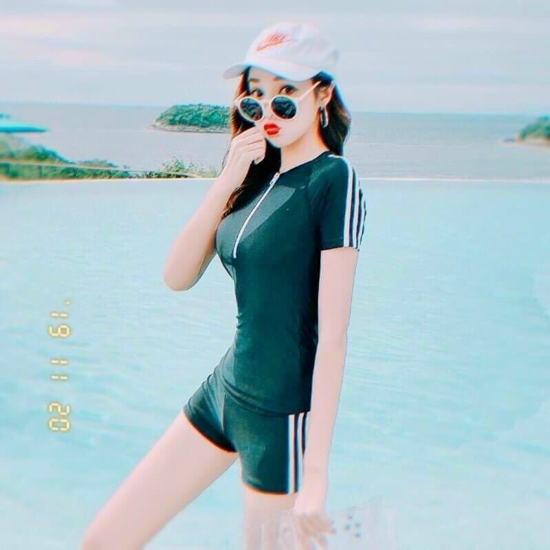 Bikini Nữ 2 Mảnh Quần Đùi Cạp Cao Aó Phủ Bụng Bin Sports BHV096