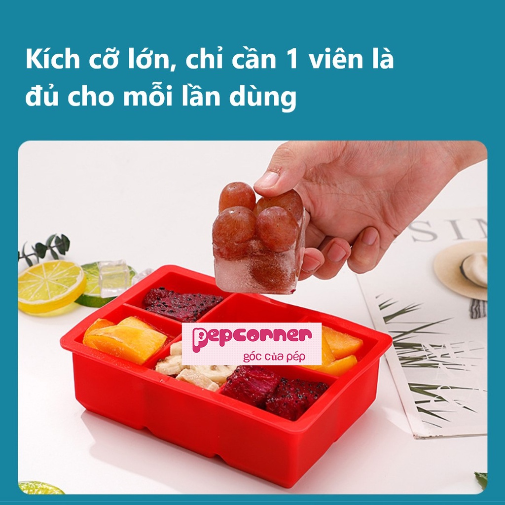 Khay silicon trữ đông đồ ăn dặm, làm đá, nước giải khát có kèm nắp đậy đảm bảo sạch sẽ vệ sinh tránh ám mùi