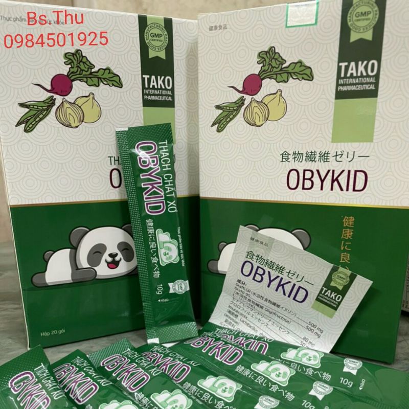 Thạch Chất Xơ OBYKID bổ sung chất xơ, hỗ trợ nhuận tràng, giảm táo bón hộp 20 gói, nguyên liệu nhật bản