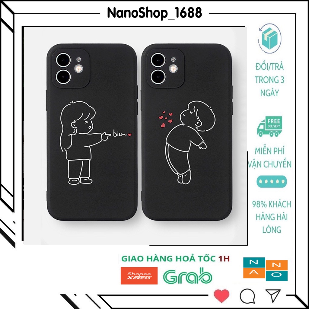 Ốp Lưng Iphone Dẻo Cạnh Vuông,bảo Vệ Camera Cặp Đôi Dễ Thương 7Plus,8plus,x,xs,xsmax,11,11promax,12,12promax,13,13promax