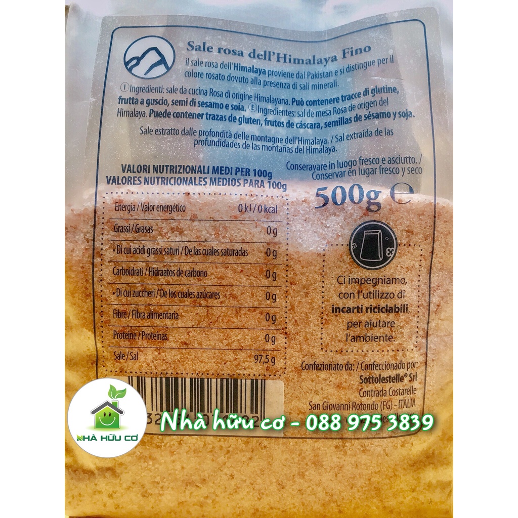 Muối hồng MỊN Himalaya Sottlestelle 500g/100g - Date: 27/9/2025 - Nhà hữu cơ