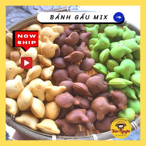 [Video Thật]Bánh Gấu Nhân Kem Sữa Mix 3 Vị SIÊU BỰ:Kem Truyền Thống, Chùm Ngây, Socola, Hủ Pet 500g