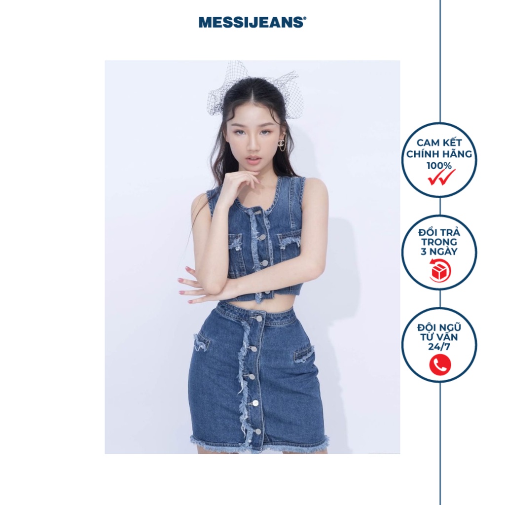 Áo gile jeans nữ thời trang MESSI WJT0172-21