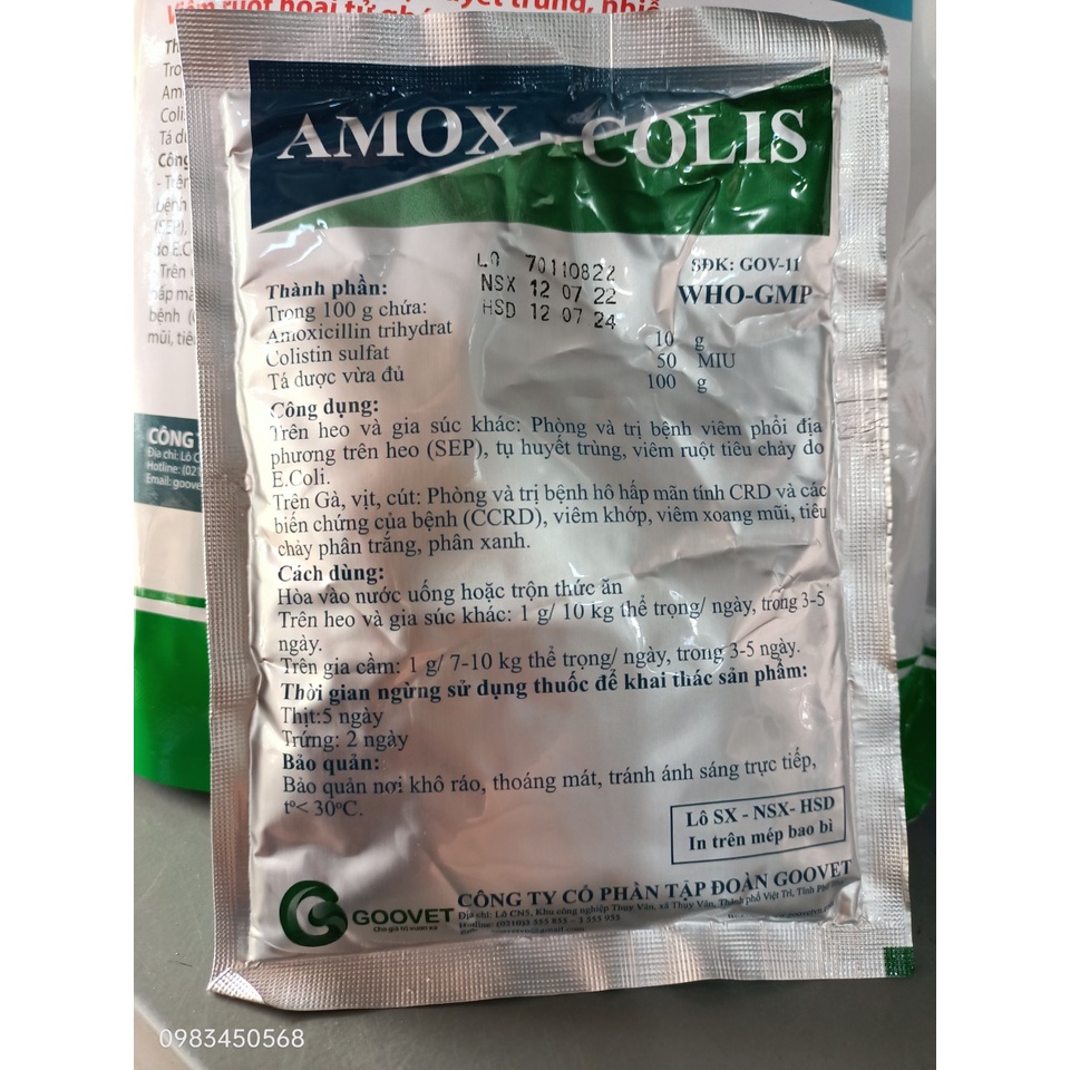 AMOXCOLIS  goovet. Amox 10%, Colis 500MIU