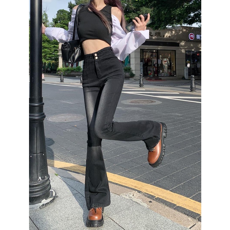 Quần Jeans Đen Lưng Cao Dáng Ôm Thời Trang Mùa Hè Cho Nữ