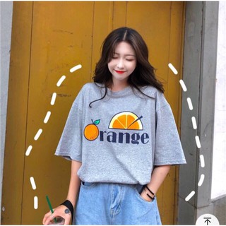 ÁO THUN NỮ TAY LỠ PHOM RỘNG IN HÌNH ORANGE MÀU XÁM
