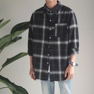 ÁO SƠ MI KẺ RÁCH GẤU (UNISEX)