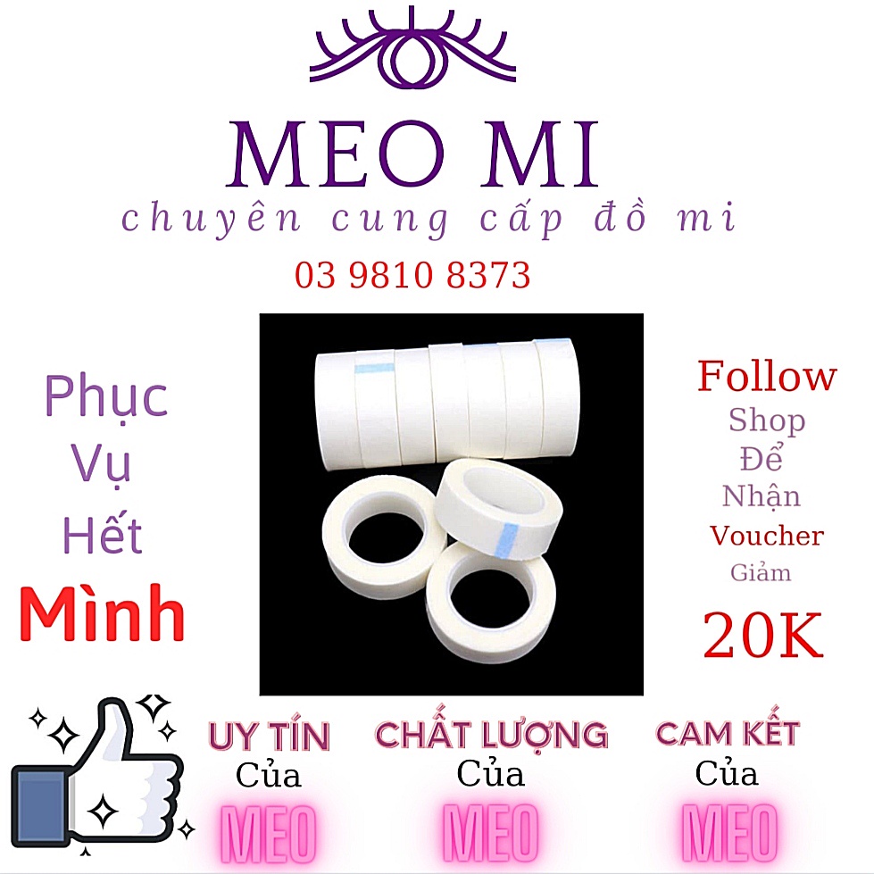 Băng keo lụa nối mi, băng keo dán mi dưới, chất liệu giấy dễ dàng sé, độ dính vừa phải, an toàn cho mắt(Meo Mi)