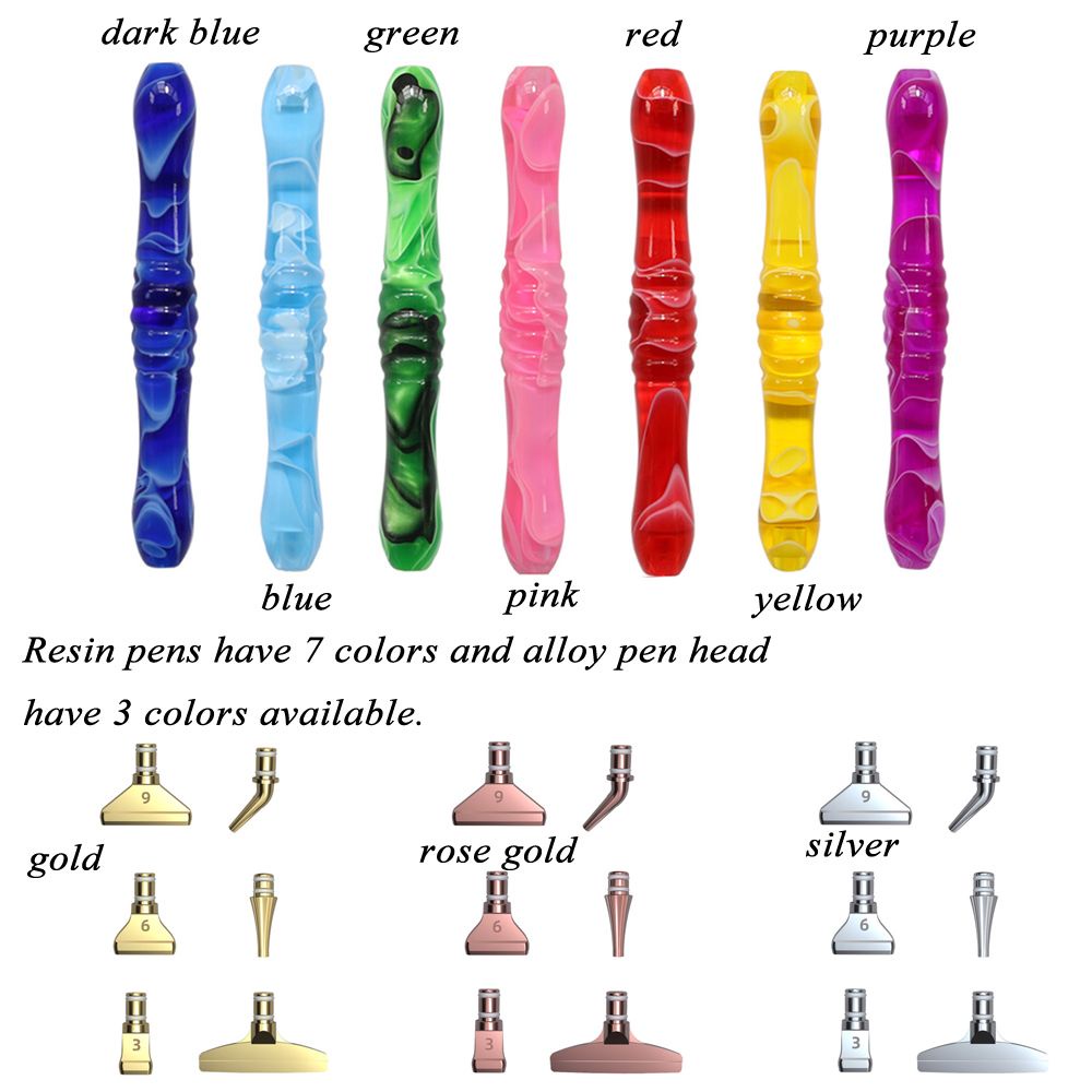 Bộ Đầu bút đính đá 5D và thân cầm tay 7 món bằng hợp kim resin DIY tiện lợi