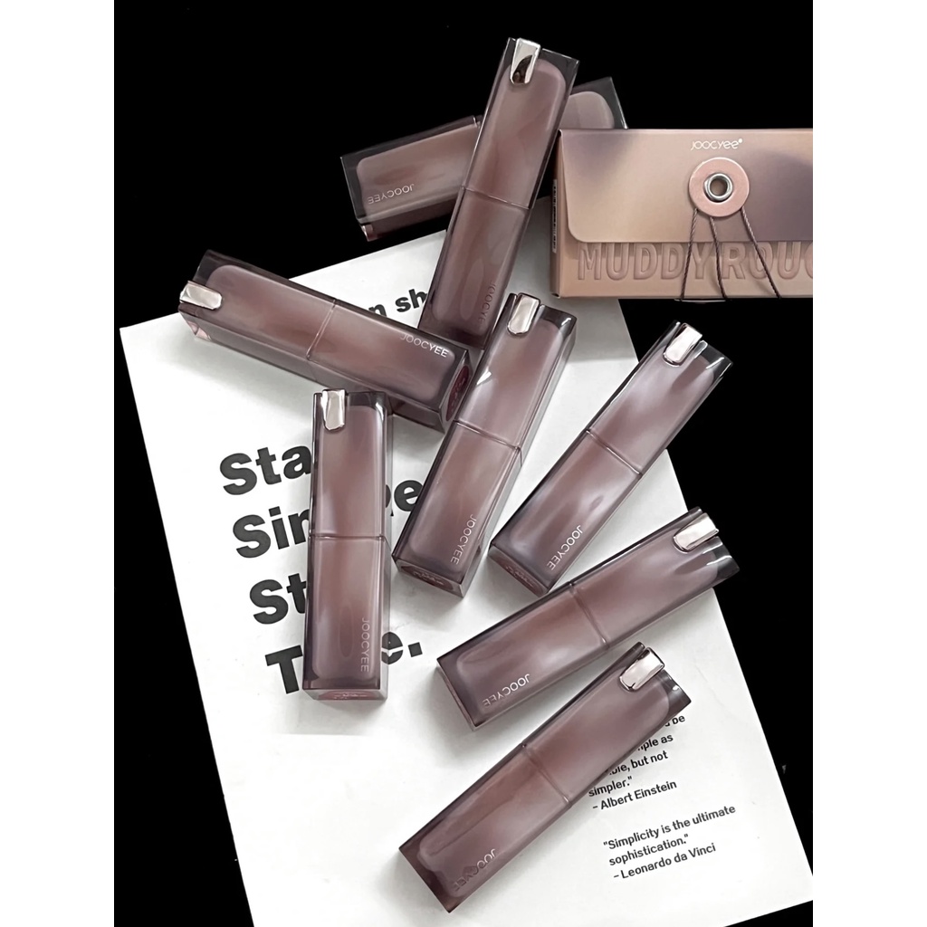 Joocyee Enzyme Color Powder Mist Lipstick Mud Matte Mist Áp dụng cho bùn Phát triển màu sắc phong phú Soft Smooth Matte Matte Lipstick Brown 🍎 Red Autumn Winter Porn Ngày lễ tình nhân giới hạn