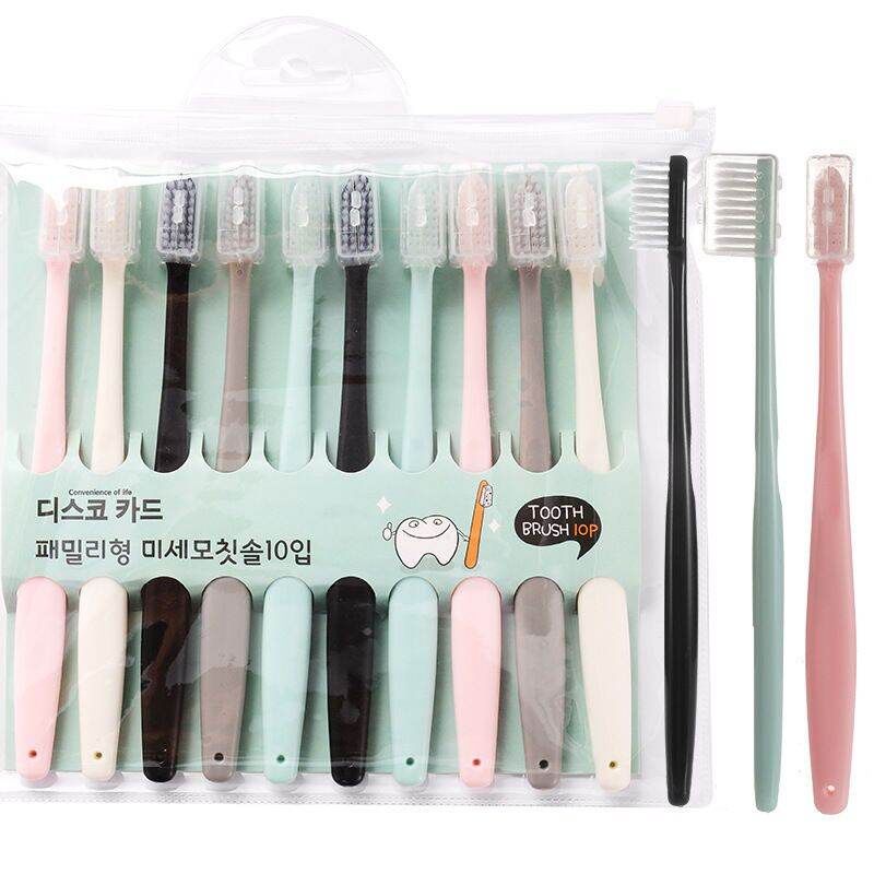 [Hàng mới về] Set 10 bàn chải đánh răng mềm màu pastel nhỏ gọn phong cách Hàn Quốc