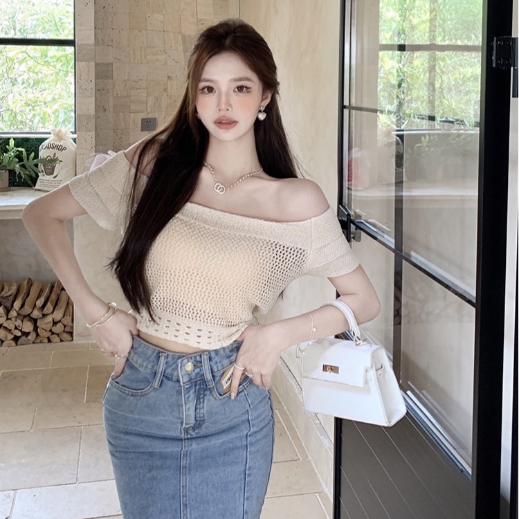 Áo Thun Dệt Kim Ngắn Tay Màu Sắc Thời Trang Mùa Hè Cho Nữ