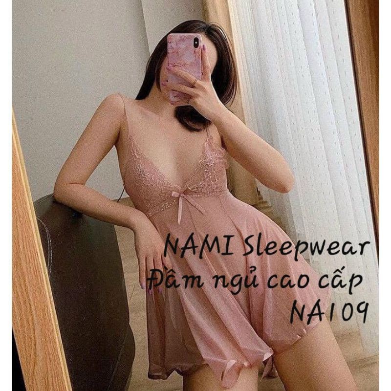 Váy Ngủ Cao Cấp NA107, Đầm Ngủ Ren Xuyên Thấu, Vải Thun Voan Xòe Siêu Đẹp Cho Nàng