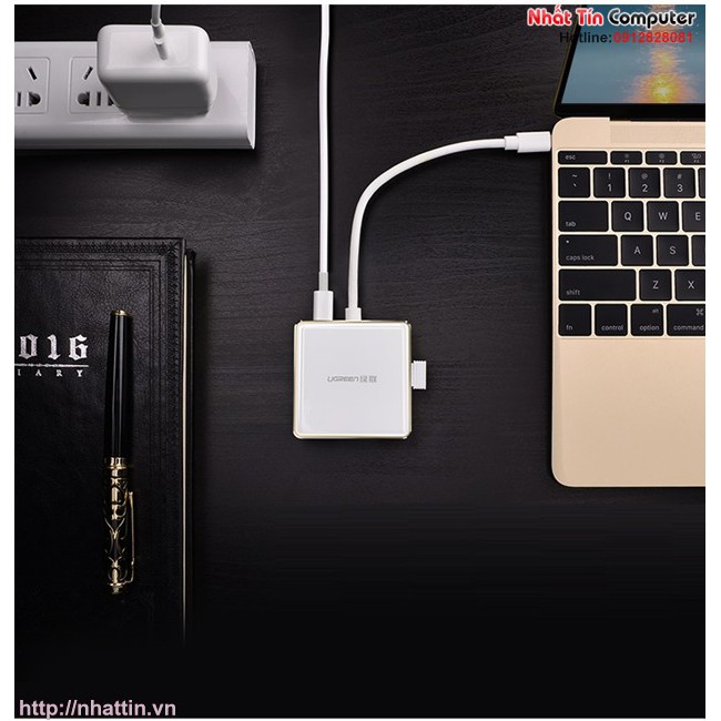 Cáp USB type C to VGA + Hub USB 2.0 & 3.0 hỗ trợ sạc Macbook chính hãng Ugreen 30442