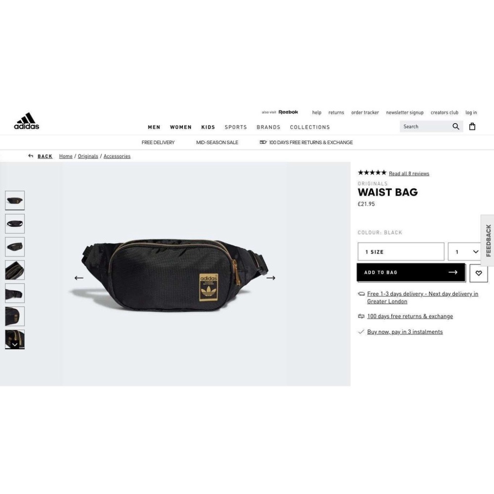 Túi Đeo Chéo Adidas Waist Bag Black/Gold GF3200 - BH 3 tháng [ CHUYÊN BÁN SỈ ]