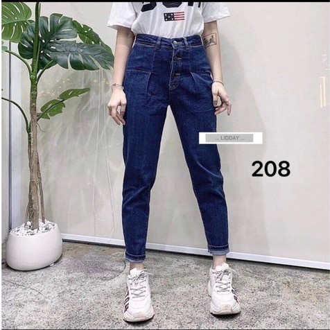 Quần baggy jean nữ trơn ống loe, thiết kế đơn giản, chất vải denim dày mềm Tulibs