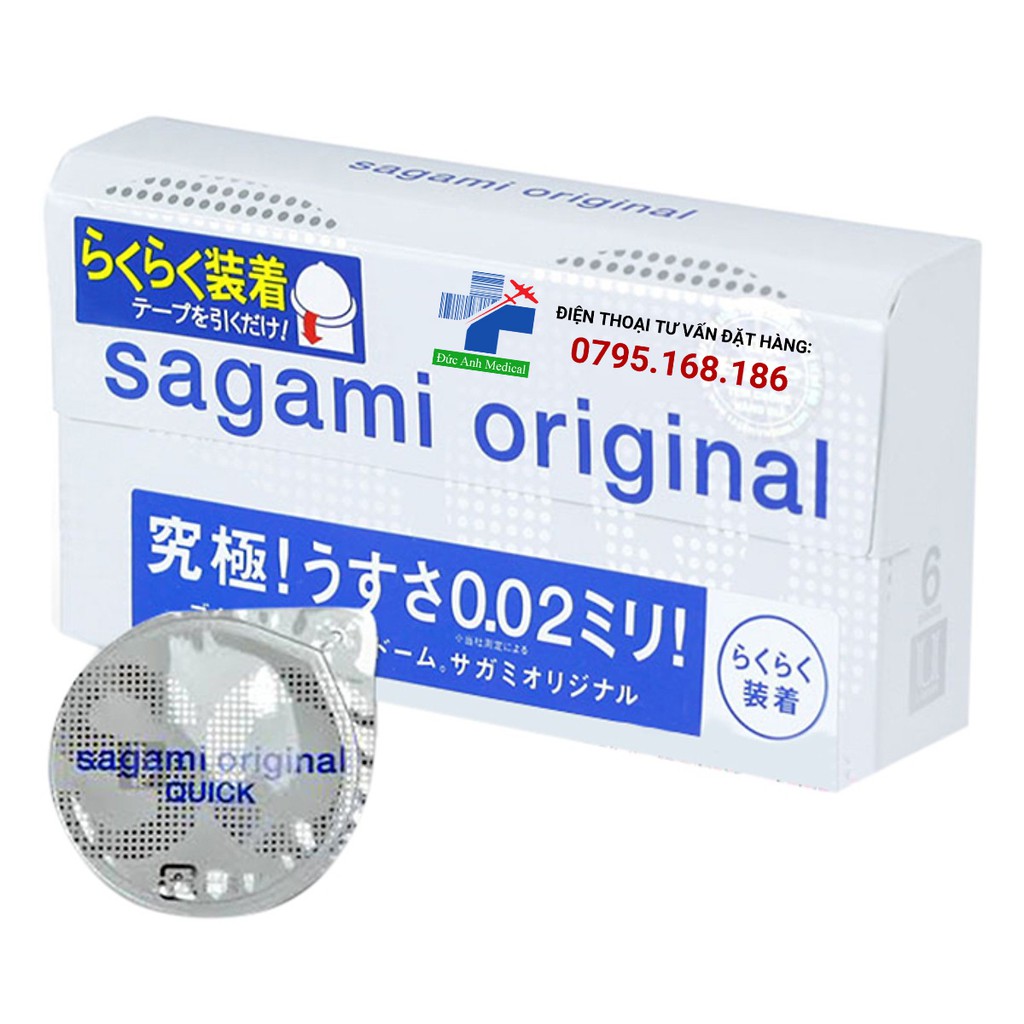 Bao cao su Sagami Original 0.02 Quick Hàng chính hãng hộp 6 chiếc