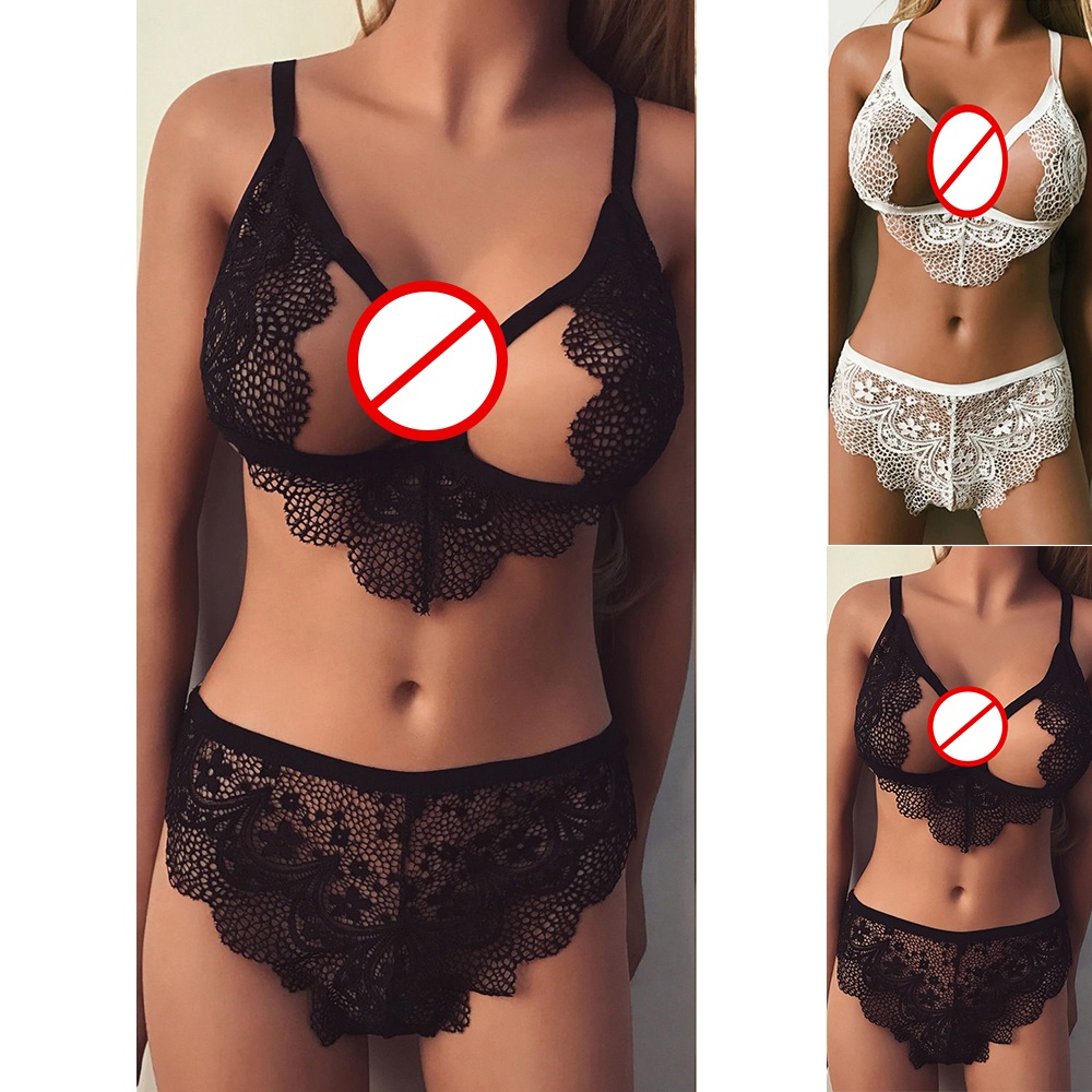 Set Áo Lót Nâng Ngực &amp; Quần Lót Nữ Họa Tiết Ren Thoải Mái Size S-XL