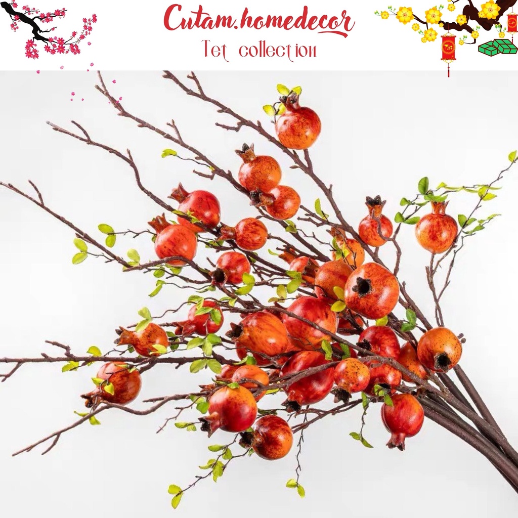 Cành lựu giả, cành lựu trang trí phong thủy thu hút tài lộc - cutam.homedecor